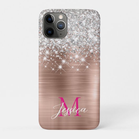 Coques Case-Mate iPhone Chic Rose Gold Foil Parties scintillant Hot Pink M (Dos)