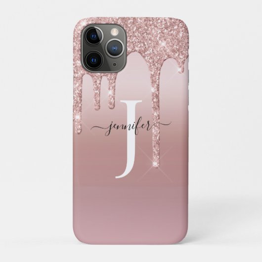 Coques Case-Mate iPhone Chic Rose Parties scintillant or  Monogramme (Dos)