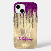 Coques Case-Mate iPhone Chic rose rose violet parties scintillant or goutt (Verso)