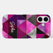 Coques Case-Mate iPhone Chic rose violet gris géométrique (Verso (horizontal))