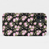 Coques Case-Mate iPhone Chic Roses roses roses sur noir (Dos (Horizontal))