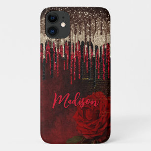 Case-Mate iPhone Case Chic rouge fleurs or gouttes parties scintillant m