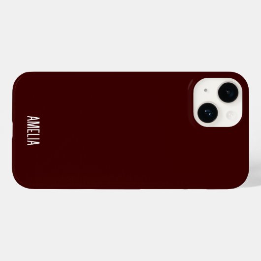 Coques Case-Mate iPhone Chic rouge foncé et blanc script Nom personnalisé (Verso (horizontal))