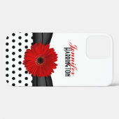 Coques Case-Mate iPhone Chic Rouge Gerbera Daisy Polka Dot (Verso (horizontal))