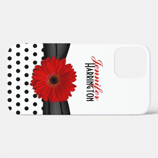 Coques Case-Mate iPhone Chic Rouge Gerbera Daisy Polka Dot (Verso (horizontal))