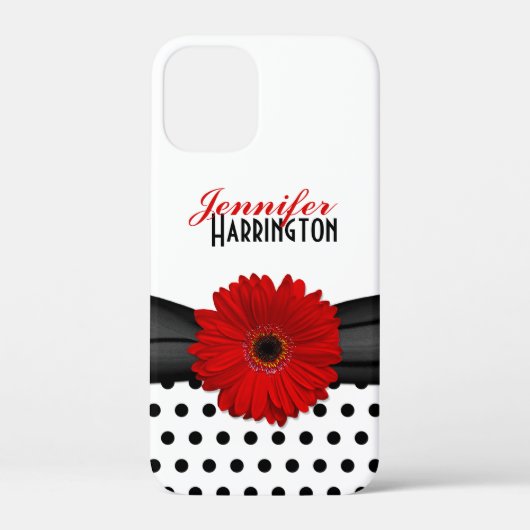 Coques Case-Mate iPhone Chic Rouge Gerbera Daisy Polka Dot (Verso)