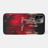 Coques Case-Mate iPhone Chic rouge noir gouttes parties scintillant monogr (Dos (Horizontal))