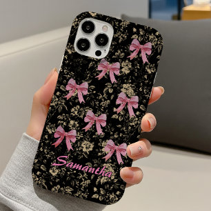Coques iPhone 16 Chic toile noir blanc noeuds papillon coquette mon