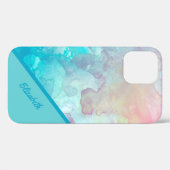 Coques Case-Mate iPhone Chic turquoise aquarelle personnalisée (Verso (horizontal))