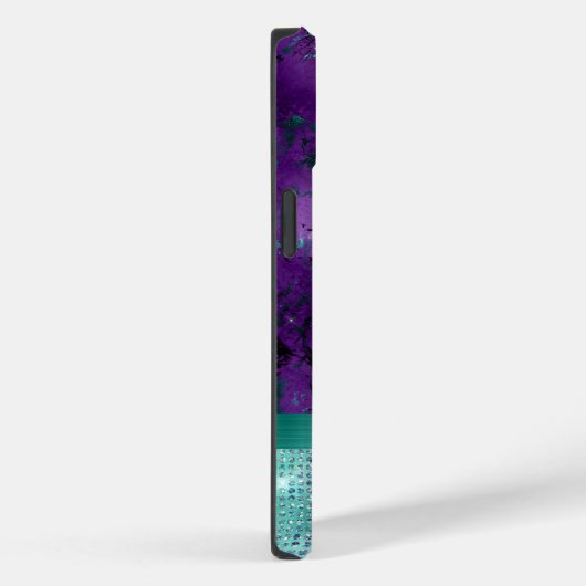 Coques Case-Mate iPhone Chic Turquoise Violet Marbre Faux Parties scintill (Verso / Droite)