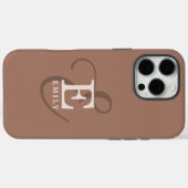 Coques Case-Mate iPhone Chic Unique Monogramme Mocha Brown (Verso (horizontal))
