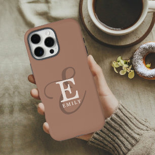 Coques iPhone 16 Pro Max Chic Unique Monogramme Mocha Brown