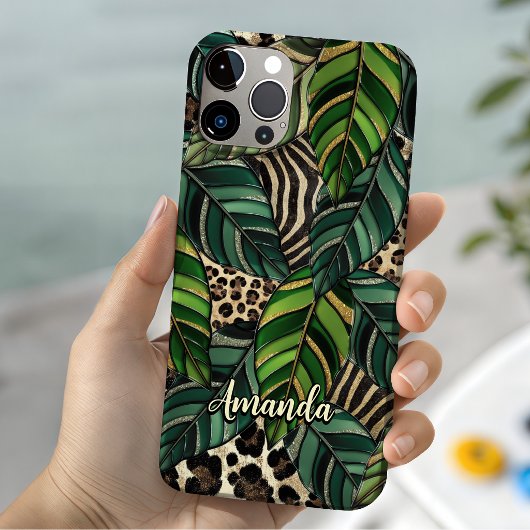 Coques Case-Mate iPhone Chic Vert Botanique Tropical Léopard Monogramme