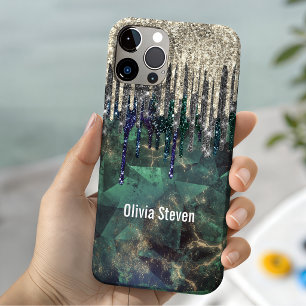 Case-Mate iPhone Case Chic vert turquoise or parties scintillant gouttes