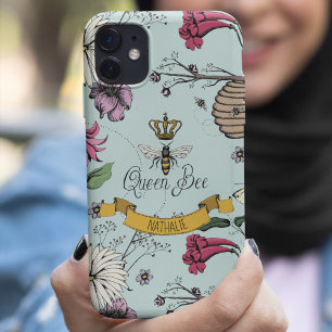 Case-Mate iPhone Case Chic Vintage Aqua, Black & Gold Queen Bee & Crown