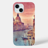 Chic Vintage Canal de Venise Pastel Aquarelle Art