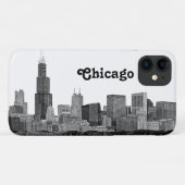 Coques Case-Mate iPhone Chicago Skyline Etché (Dos (Horizontal))