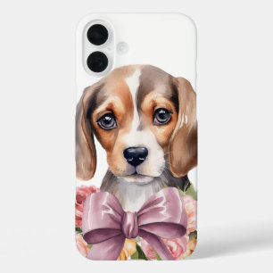 COQUES iPhone 16 PLUS CHIEN À POIVRE BEAGLE ADORABLE DE COULEUR D'EAU