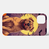 Coques Case-Mate iPhone Chien adorable dans une scène d'Halloween avec des (Verso (horizontal))