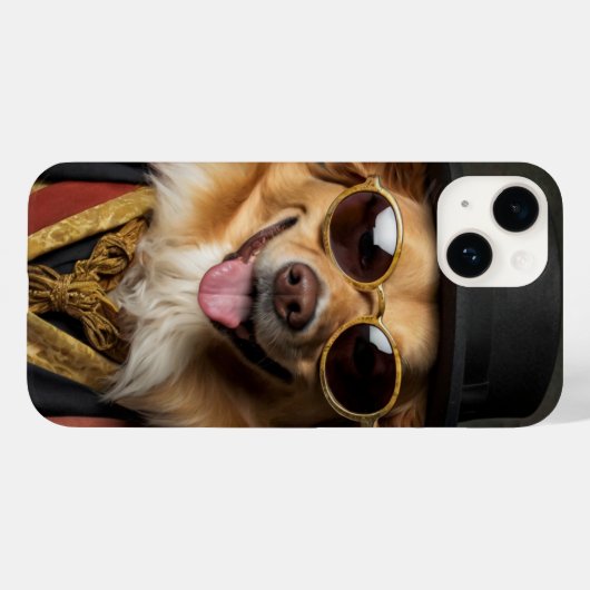 Coques Case-Mate iPhone Chien amusant. Caniche en costume d'aristocrate av (Verso (horizontal))