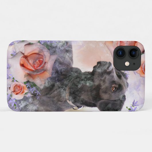 Coques Case-Mate iPhone Chien avec Roses (Dos (Horizontal))