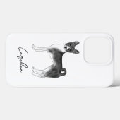 Coques Case-Mate iPhone Chien Basenji Mignon En Noir Et Blanc & Nom Person (Verso (horizontal))