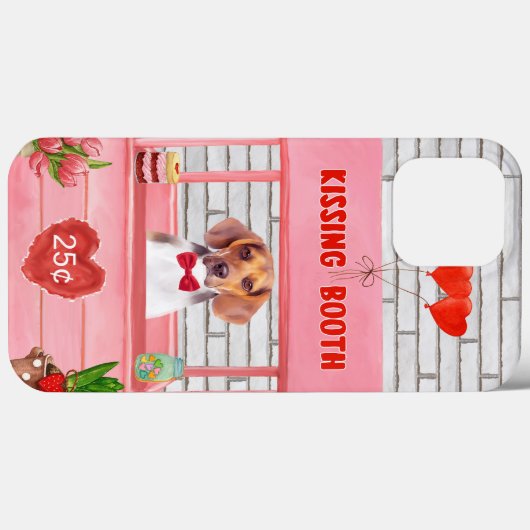 Coques Case-Mate iPhone Chien beagle Valentine's Day Kissing Booth (Verso (horizontal))