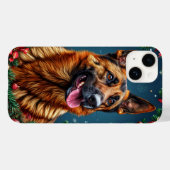 Coques Case-Mate iPhone Chien berger allemand avec décoration de Noël (Verso (horizontal))