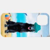 Coques Case-Mate iPhone Chien berger allemand noir sur la plage (Verso (horizontal))