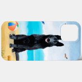 Coques Case-Mate iPhone Chien berger allemand noir sur la plage (Verso (horizontal))
