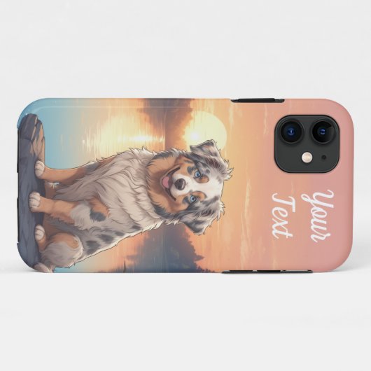 Coques Case-Mate iPhone Chien berger australien par lac (Dos (Horizontal))