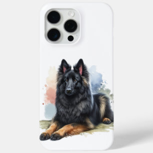 Coque iPhone 15 Pro Max Chien berger belge en aquarelle