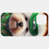 Coques Case-Mate iPhone Chien Bichon Frisé faisant du vélo pour la Saint-P (Verso (horizontal))