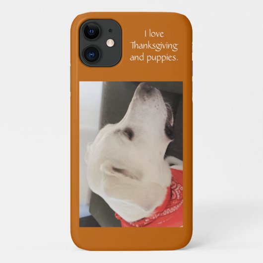 Coques Case-Mate iPhone Chien blanc mignon portant de l'écharpe Thanksgivi (Dos)