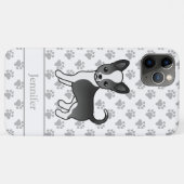 Coques Case-Mate iPhone Chien Chihuahua à poil lisse noir et blanc & nom (Dos (Horizontal))