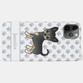 Coques Case-Mate iPhone Chien Chihuahua à Poil Lisse Noir et Feu & Nom (Dos (Horizontal))