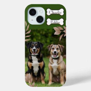 Coque Pour iPhone 15 Chien chiot photo de téléphone et nom deux chiens