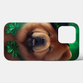 Coques Case-Mate iPhone Chien Chow Chow en tenue de la Saint-Patrick (Verso (horizontal))