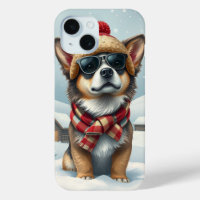 Chien cool dans l'attirail hivernal et Casquette d