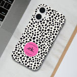 Coques iPhone 16 Chien dalmate Abstrait Motif rose chaud Monogramme<br><div class="desc">Éclairez votre espace de vie avec l'oreiller à lancer Abstrait de Monogramme Rose Chaud Motif Dalmatien. Avec un design dalmate abstrait et audacieux, en noir et blanc, complété par un pop de rose chaud, ce coussin ajoute une touche ludique mais chic à votre décor. Personnalisez-le avec un monogramme pour un...</div>