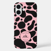 Coques Case-Mate iPhone Chien dalmate Abstrait Motif rose pâle Monogramme (Verso)