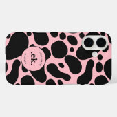 Coques Case-Mate iPhone Chien dalmate Abstrait Motif rose pâle Monogramme (Verso (horizontal))