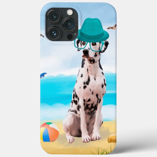 Coques Case-Mate iPhone Chien Dalmation sur la plage (Verso)
