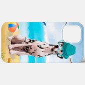 Coques Case-Mate iPhone Chien Dalmation sur la plage (Verso (horizontal))