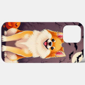 Coques Case-Mate iPhone Chien dans une scène d'Halloween avec des citrouil (Verso (horizontal))