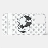 Coques Case-Mate iPhone Chien de caricature Poméranien de couleur pou noir (Verso (horizontal))