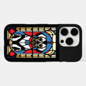 Coques Case-Mate iPhone chien de chiot en vitrail (Verso (horizontal))