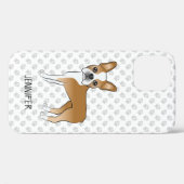 Coques Case-Mate iPhone Chien de dessin animé Boston Terrier Fawn & nom pe (Verso (horizontal))
