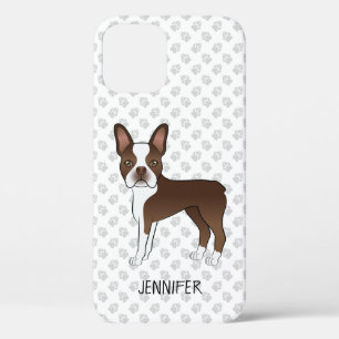 Case-Mate iPhone Case Chien de dessin animé Boston Terrier marron et bla
