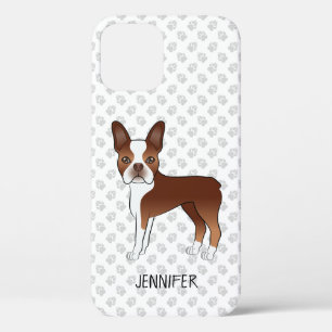 Case-Mate iPhone Case Chien de dessin animé Boston Terrier rouge & nom p